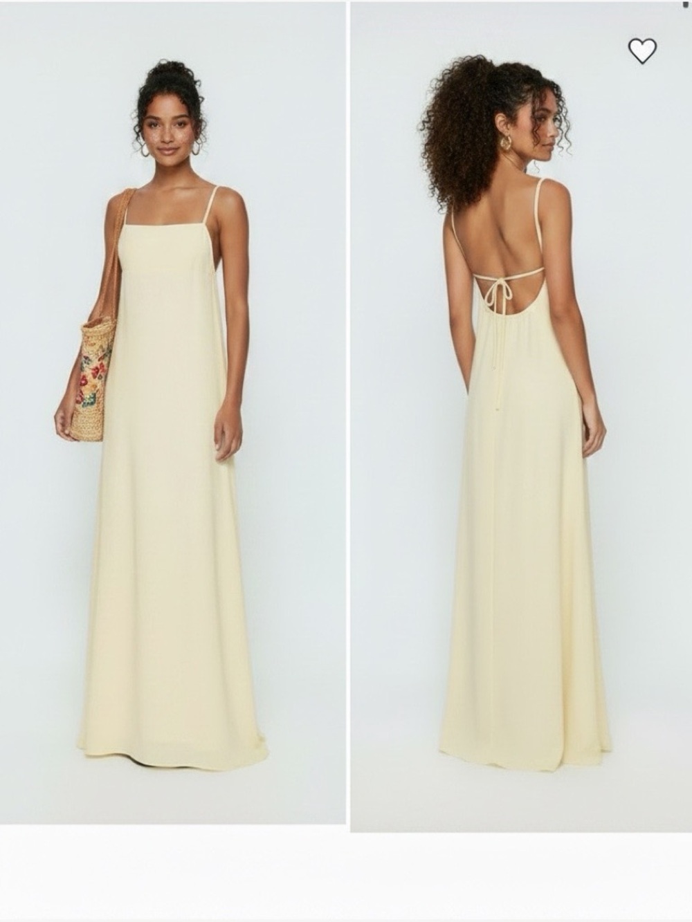Solie Light Yellow Spaghetti-Strap Linen Maxi Dress by Princess Polly